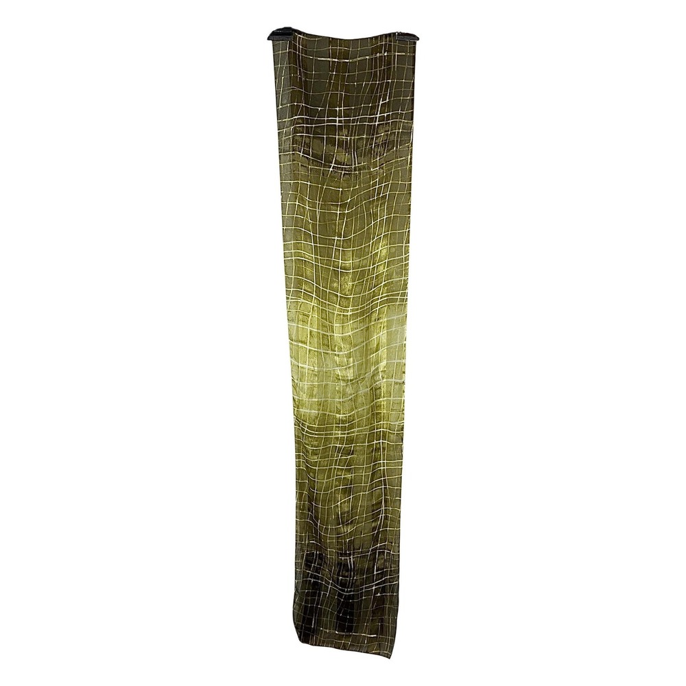 Symphony Scarf 13" x 61" made in Italy olive green abstract head scarf